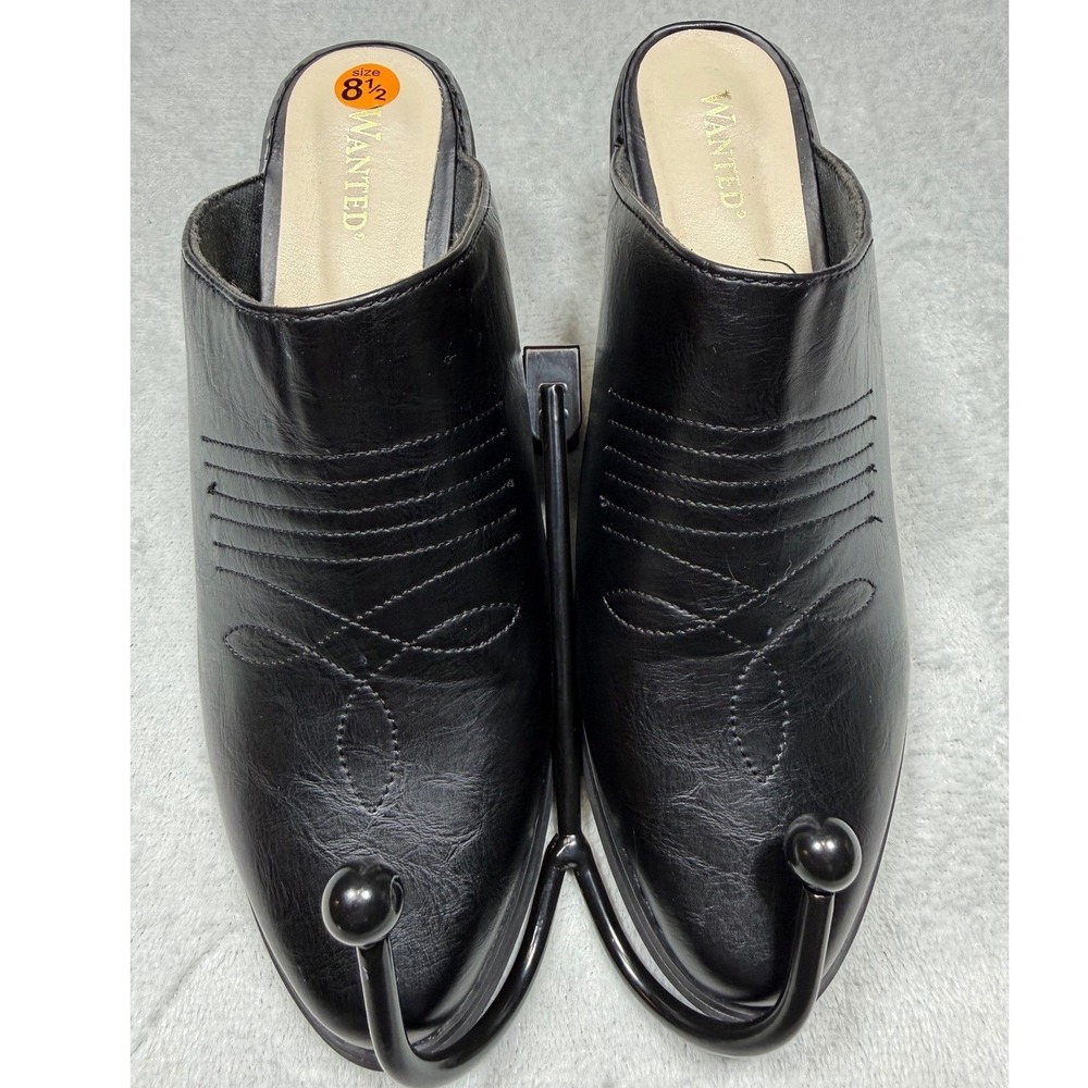 WANTED Black Western Mule Clogs Pointed Toe Block Heel Size 8.5 Comfortable